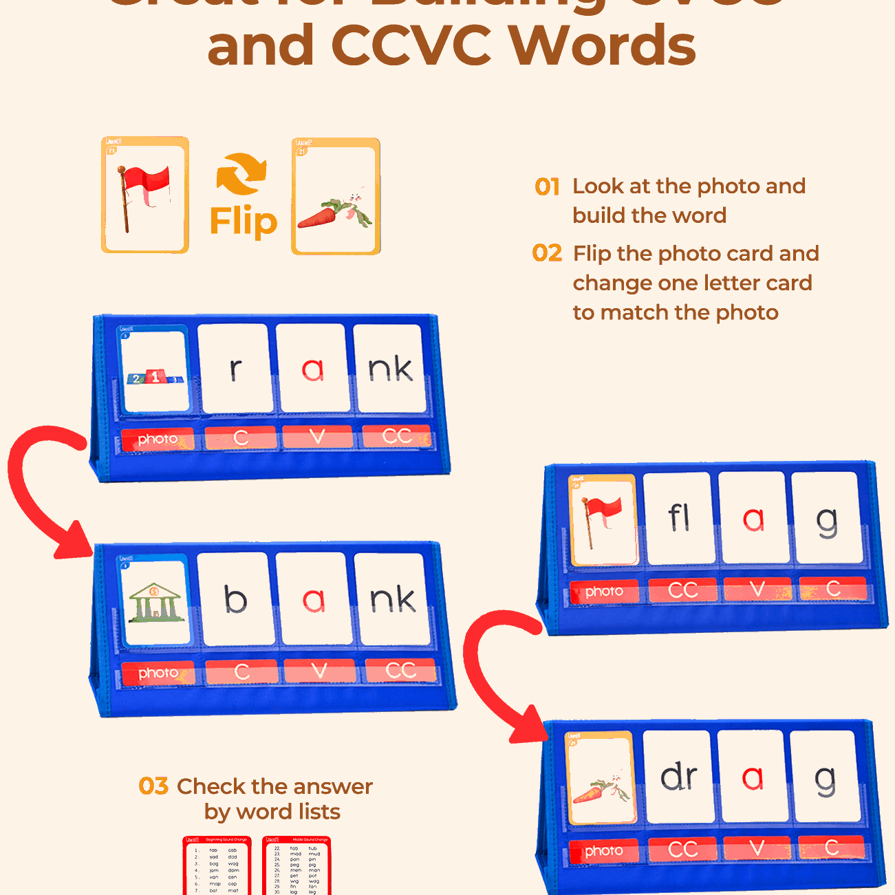 Word Building Desktop Pocket Chart Tent Cards Kit